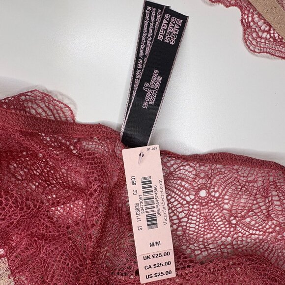 Victoria's Secret Bralette Set Womens Size Medium Rose Lace Strappy Cross Back - Picture 5 of 9
